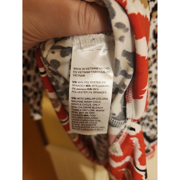 Chico's Leopard-Print 3/4 Sleeves Tunic Top w/ Red Trim Size 2 US 12/14 - Picture 9 of 9